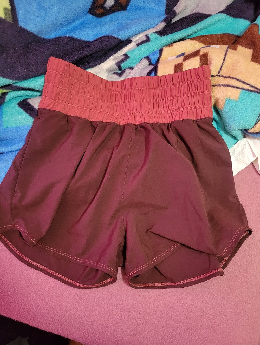 Nike Women's High-Waist Athletic Shorts in Burgundy and Rose